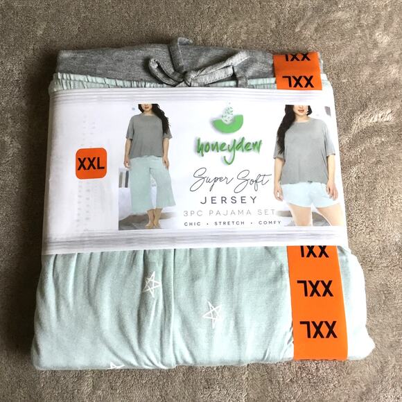 Honeydew Other - Honeydew Super Soft 3 Pc Ladies' Pajama Set Top, Short, Pant Chilled Stars XXL